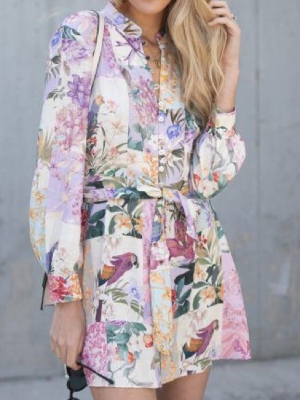 Zara Linen Blend Printed Dress S